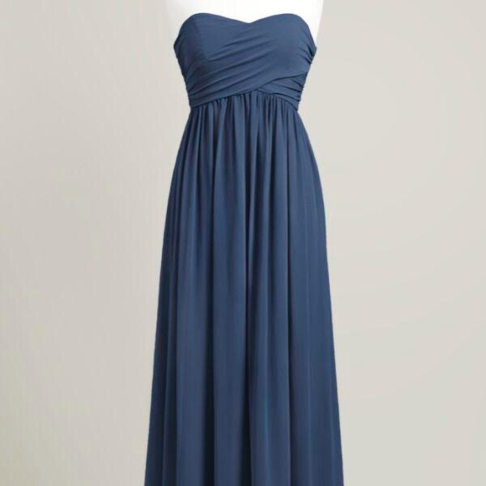 Strapless Long Navy Formal/Bridesmaid Dress - 0|2